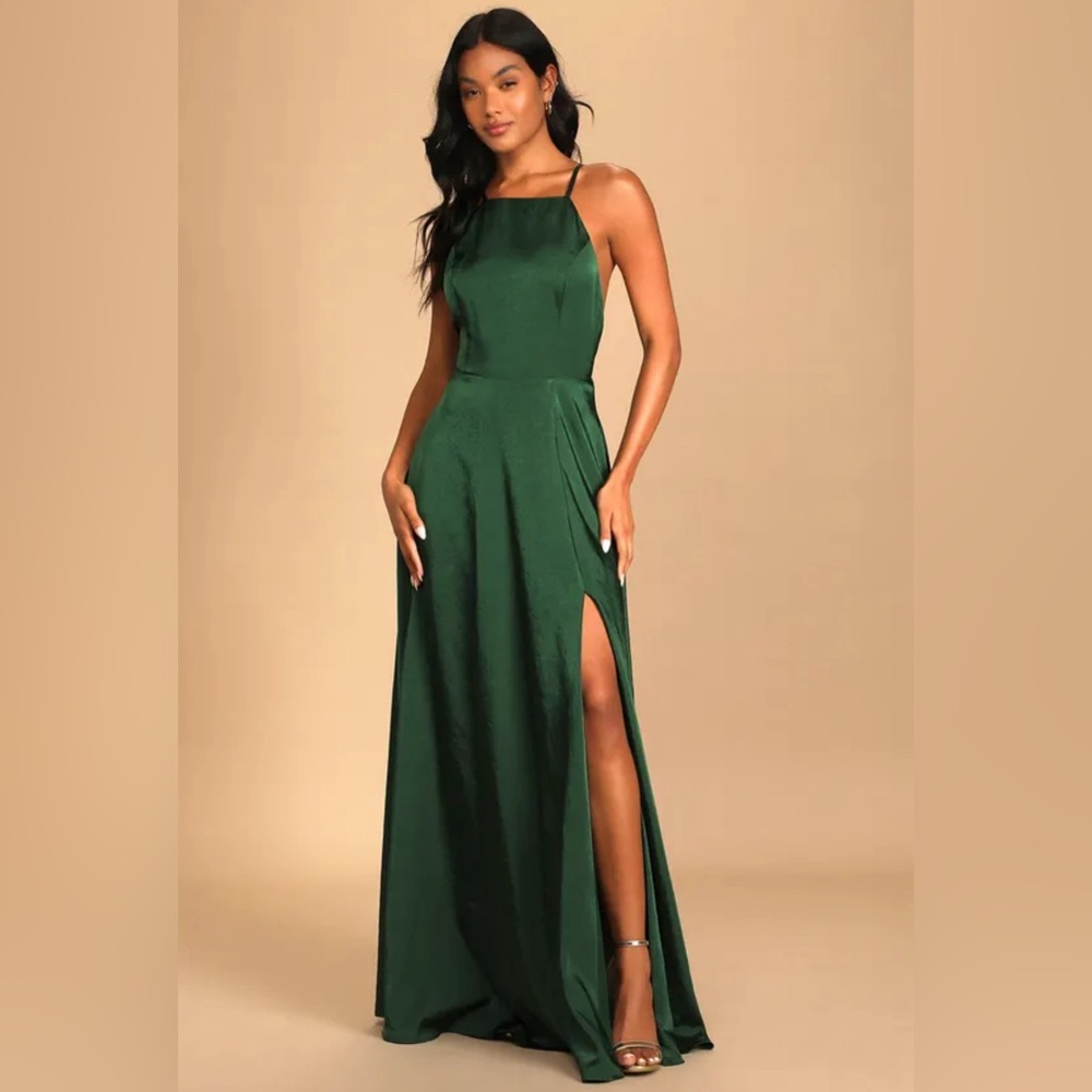 Lulus Emerald Green Satin Dress